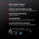 Panasonic Lumix LX100 II Digital Camera, DC-LX100M2, 21.7 MP Four Thirds Sensor with 24-75mm Leica DC Vario-Summilux F1.7-2.8 Lens, Wi-Fi, Bluetooth and 3-Inch LCD, Black