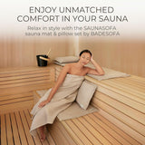 SAUNASOFA 2-Seater Sauna Mat and Pillow Set, Heat-Resistant Seat Cushion Kit for Infrared and Finnish Saunas, Gray