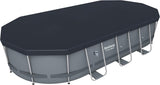 Bestway Power Steel 56655E Above-Ground Swimming Pool Set, 16ft x 10ft x 42in Oval Frame with 1000 GPH Filter Pump, Ladder, and Cover