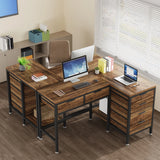 Space-Saving L-Shaped Computer Workstation by Tribesigns, Featuring 6 Drawers, 47-Inch Corner Desk, CPU Stand and Home Office Writing Space