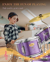 Eastar 3-Piece Kids Drum Set with 14-Inch Bass Drum, Adjustable Throne, Cymbal, Pedal, and 2 Pairs of Drumsticks, Metallic Sky Blue