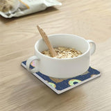 4-Piece Donut Sloth Ceramic Coaster Set, 3.9-Inch Absorbent Heat-Resistant Drink Coasters with Cork Bases for Home, Kitchen or Bar