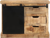Solid Mango Wood Textured Sideboard Cabinet, 31.5 x 11.8 x 23.6, Retro Style