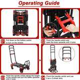 LAZY BUDDY 2-in-1 Folding Hand Truck with Collapsible 22-Folding-Basket Platform, Red, 330LBS