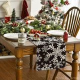 Navy Blue Christmas Table Runner with Snowflake Design by Artoid Mode, 13 x 72 Inches, Winter Holiday Dining and Kitchen Decor