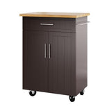 Shintenchi Rolling Kitchen Island Cart with Large Worktop, Cabinet Storage, Drawers, Towel Rack and Wheeled Side-Table Design, White