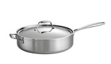 Tramontina 6-Quart Deep Sauté Pan with Cover, Crafted from Tri-Ply Clad Stainless Steel