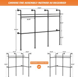 Aheaplus Industrial Pipe Clothing Rack with LED Lights & Shelves, Reversible 79.7in Heavy-Duty Garment Wardrobe for Walk-In Closet, Black