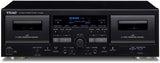 Teac W-1200-B Double Cassette Deck with Dual Tape Compartments, Black