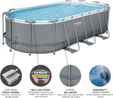 Bestway Power Steel 56655E Above-Ground Swimming Pool Set, 16ft x 10ft x 42in Oval Frame with 1000 GPH Filter Pump, Ladder, and Cover