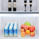 3-Piece Pearl White Freezer Basket Set with Handles, Wire Storage Organizers for Chest and Upright Freezers, Refrigerator Divider Containers