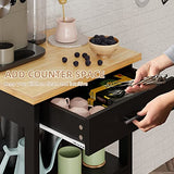 Shintenchi Rolling Kitchen Island Cart with Large Worktop, Cabinet Storage, Drawers, Towel Rack and Wheeled Side-Table Design, White