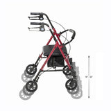 Red Drive Medical Aluminum Rollator with Adjustable Height and 6-Inch Casters