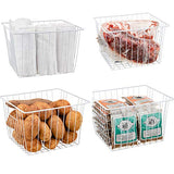 3-Piece Pearl White Freezer Basket Set with Handles, Wire Storage Organizers for Chest and Upright Freezers, Refrigerator Divider Containers