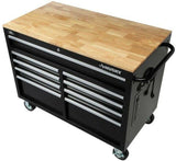 Husky Mobile Workbench with 9 Drawers and Solid Wood Top, 46 in. W x 24.5 in. D