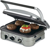 Cuisinart GR-4N 5-in-1 Grill and Panini Maker Bundle with Interchangeable Grill, Griddler and Waffle Plates