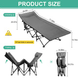 Deluxe Folding Camping Cot with Pillow, Collapsible Single-Person Bed in a Bag for Indoor or Outdoor Use, Ultra-Lightweight Heavy-Duty Design for Adults and Kids