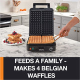 KRUPS Belgian Waffle Maker with Removable Silver/Black Plates for 4 Slices