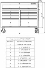 Husky Mobile Workbench with 9 Drawers and Solid Wood Top, 46 in. W x 24.5 in. D