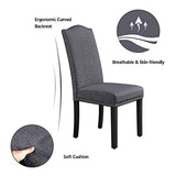 Set of 6 Yaheetech Upholstered Parsons Dining Chairs with Padded Fabric Seats, Nailhead Trim and Wood Legs, Khaki (3 Packages)