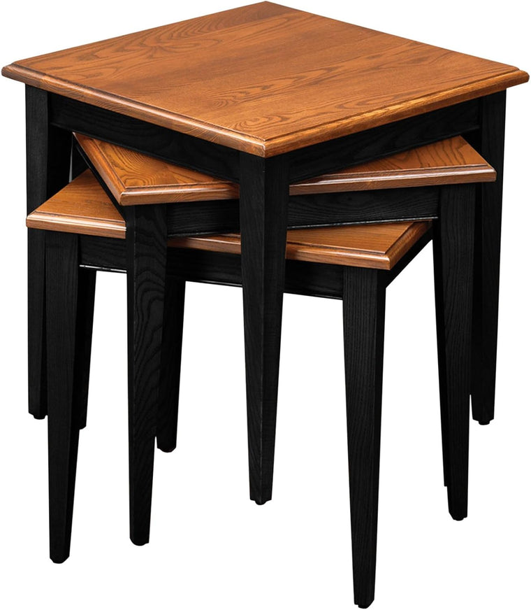 Leick Nesting Table Set with Black and Medium Oak Finishes
