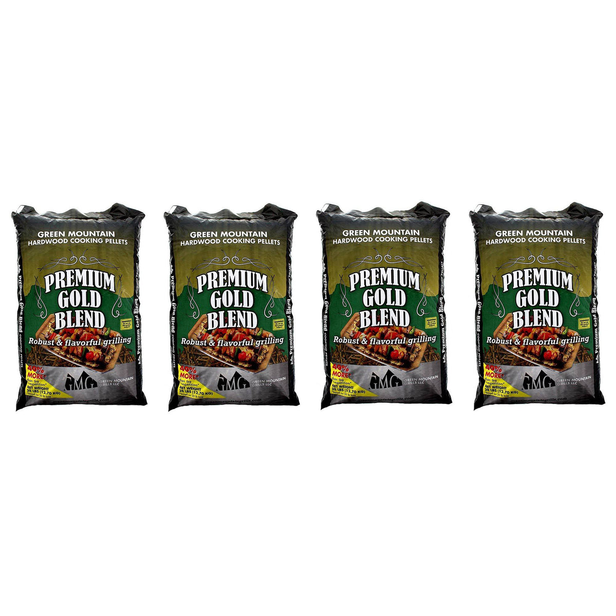 Green Mountain Premium Gold Blend Hardwood Grilling Pellets, 4-Pack