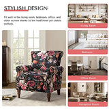 HULALA HOME Upholstered Wingback Accent Chair with Removable Cushion, Wood Legs and Nailhead Trim, Floral Living Room or Bedroom Armchair, Blue
