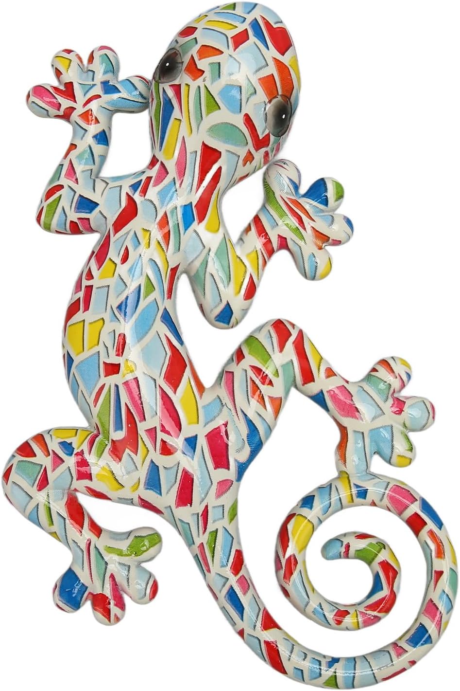 Resin Gecko Wall Sculpture for Outdoor Decor, Mexican Lizard Figurine for Farmhouse Porch, Patio, Lawn or Fence, LM9001A-1