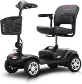 4-Wheel Electric Mobility Scooter for Adults and Seniors with Extended-Range Battery, Charger, and Basket
