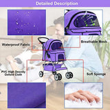 BestPet Purple Cat Carrier Stroller with Four Wheels