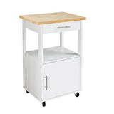 Shintenchi Rolling Kitchen Island Cart with Large Worktop, Cabinet Storage, Drawers, Towel Rack and Wheeled Side-Table Design, White