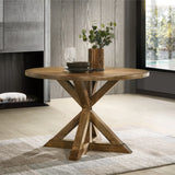 Roundhill Furniture Windvale 5-Piece Dining Set with Cross-Buck Wood Chairs and Table, Tan