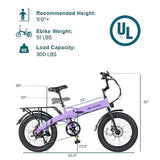 Folding 20′′ x 3.0 Fat-Tire Electric Bike for Adults with 374.4Wh Battery, 20MPH Cargo E-Bike, LCD Color Display and 6-Speed Gears, Fits Riders 50+
