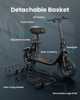 Gyroor 550W Electric Scooter with Basket and Seat, Up to 20-Mile Range