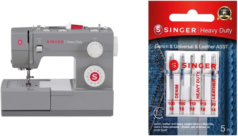 SINGER 4432 Heavy Duty Sewing Machine with Metal Frame, Stainless Steel Bedplate, Extra-High Speed, and Universal Needles, 5/Pkg