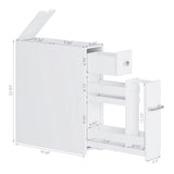 Spirich Home Slim White Bathroom Storage Cabinet with Slide-Out Drawer and Freestanding Toilet Paper Holder