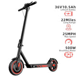 Foldable Adult Electric Scooter with APP Control, 19/25 Mph Max Speed and 21/25/35 Miles Range, 350/500/600W Motor, 8.5/10 Inflatable Tires, UL 2272 Certified
