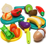 70-Piece Pretend Play Food Set for Kids, Featuring Plastic Fruits, Vegetables, Mini Dishes, Knife, and Shopping Storage Basket