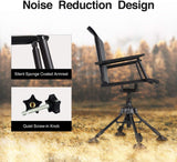 TIDEWE Folding Hunting Chair with Seat Cover, 360-Degree Silent Swivel, Adjustable Four-Leg Height, Armrests and Portable Ground Blind Design