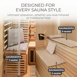 SAUNASOFA 2-Seater Sauna Mat and Pillow Set, Heat-Resistant Seat Cushion Kit for Infrared and Finnish Saunas, Gray