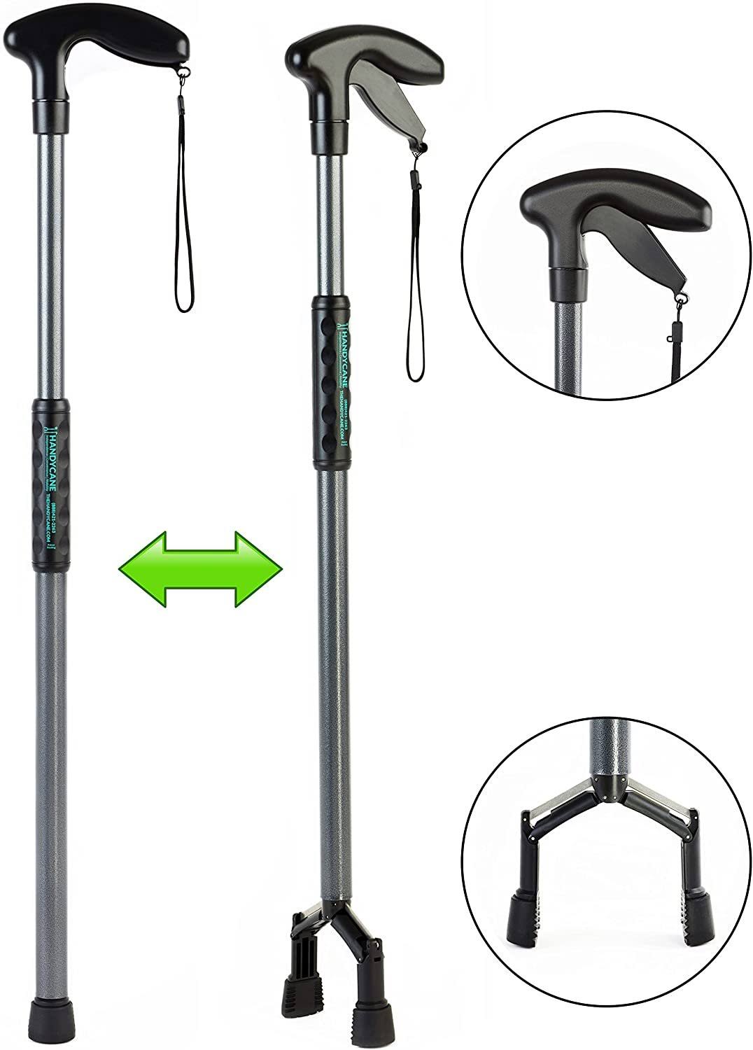 Handy Cane Walking Aid with Integrated Reacher Grabber, Small Size