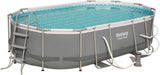 Bestway Power Steel 56655E Above-Ground Swimming Pool Set, 16ft x 10ft x 42in Oval Frame with 1000 GPH Filter Pump, Ladder, and Cover