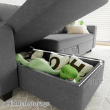 Modern L-Shaped Sleeper Sectional Sofa with Pull-Out Bed, Storage Chaise and Convertible Fabric Upholstery for Living Rooms, Apartments and Small Spaces, Dark Gray