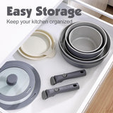 SENSARTE 17-Piece Nonstick Ceramic Cookware Set with Removable Handles, Induction Compatible Pots and Pans, Dishwasher and Oven Safe, Gray