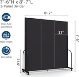 Folding Portable Room Divider with Metal Frame for School and Office Privacy, 76 Tall x 87 Wide, Navy