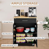 Shintenchi Rolling Kitchen Island Cart with Large Worktop, Cabinet Storage, Drawers, Towel Rack and Wheeled Side-Table Design, White