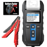 TOPDON BT300P 12V/24V Car Battery and Alternator Tester for 100-2000CCA Lead-Acid Batteries, Featuring Load Testing, Built-In Printer, Spark-Free Metal Clamps and Automatic Reverse Polarity Protection