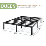 14-Inch Full Platform Bed Frame, Heavy-Duty Metal Mattress Foundation with Underbed Storage, No Box Spring Required, Easy Assembly and Noise-Free Support
