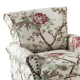 HULALA HOME Upholstered Wingback Accent Chair with Removable Cushion, Wood Legs and Nailhead Trim, Floral Living Room or Bedroom Armchair, Blue