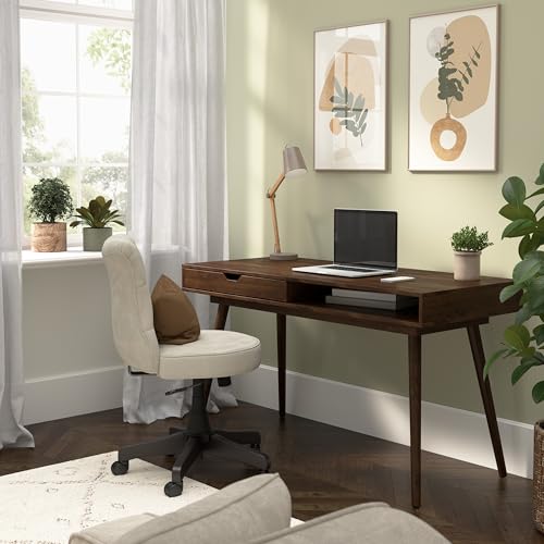 Bush Furniture Nora 54W Writing Desk, Dark Walnut Computer Table for Home Office, Workspace or Entryway